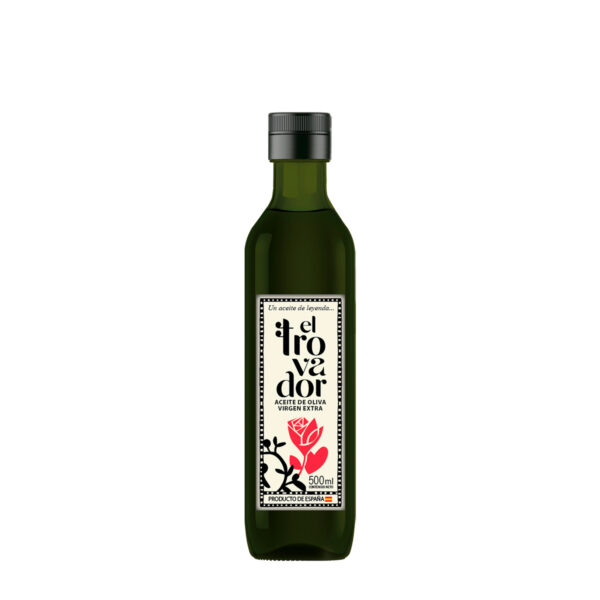 Caja de 12 botellas de 500 ml (irrellenable) - Aceite de Oliva Virgen Extra El Trovador
