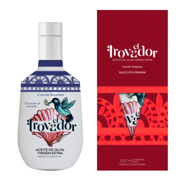Caja 6 Botellas El Trovador Premium – Aceite de Oliva Virgen Extra Selección Gourmet Cosecha Temprana (CON ESTUCHE)