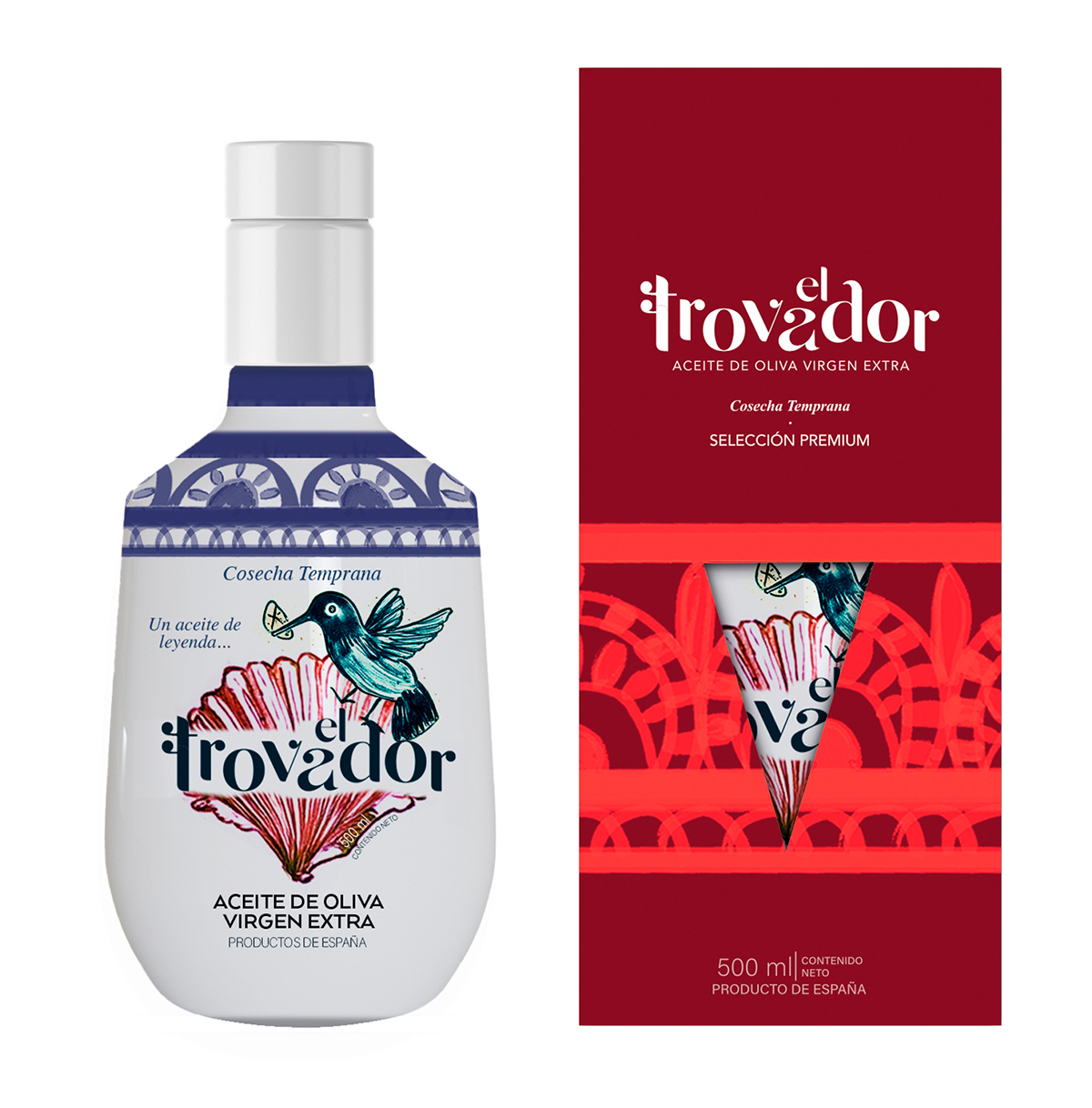 Caja 6 Botellas El Trovador Premium – Aceite de Oliva Virgen Extra Selección Gourmet Cosecha Temprana (CON ESTUCHE)